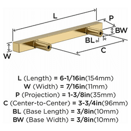 3-3/4" Bar Pulls Square Cabinet Pull, Satin Nickel Alt 2 - Image
