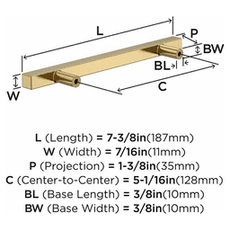 5-1/16" Bar Pulls Square Cabinet Pull, Champagne Bronze Alt 2 - Image