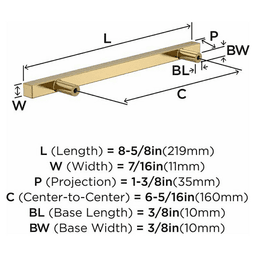 6-5/16" Bar Pulls Square Cabinet Pull, Satin Nickel Alt 2 - Image