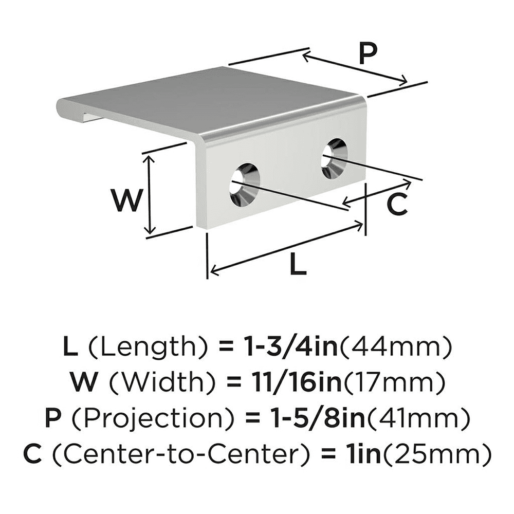 1" Streamline II Cabinet Edge Pull, Polished Chrome Alt 2 - Image