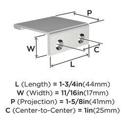 1" Streamline II Cabinet Edge Pull, Polished Chrome Alt 2 - Image