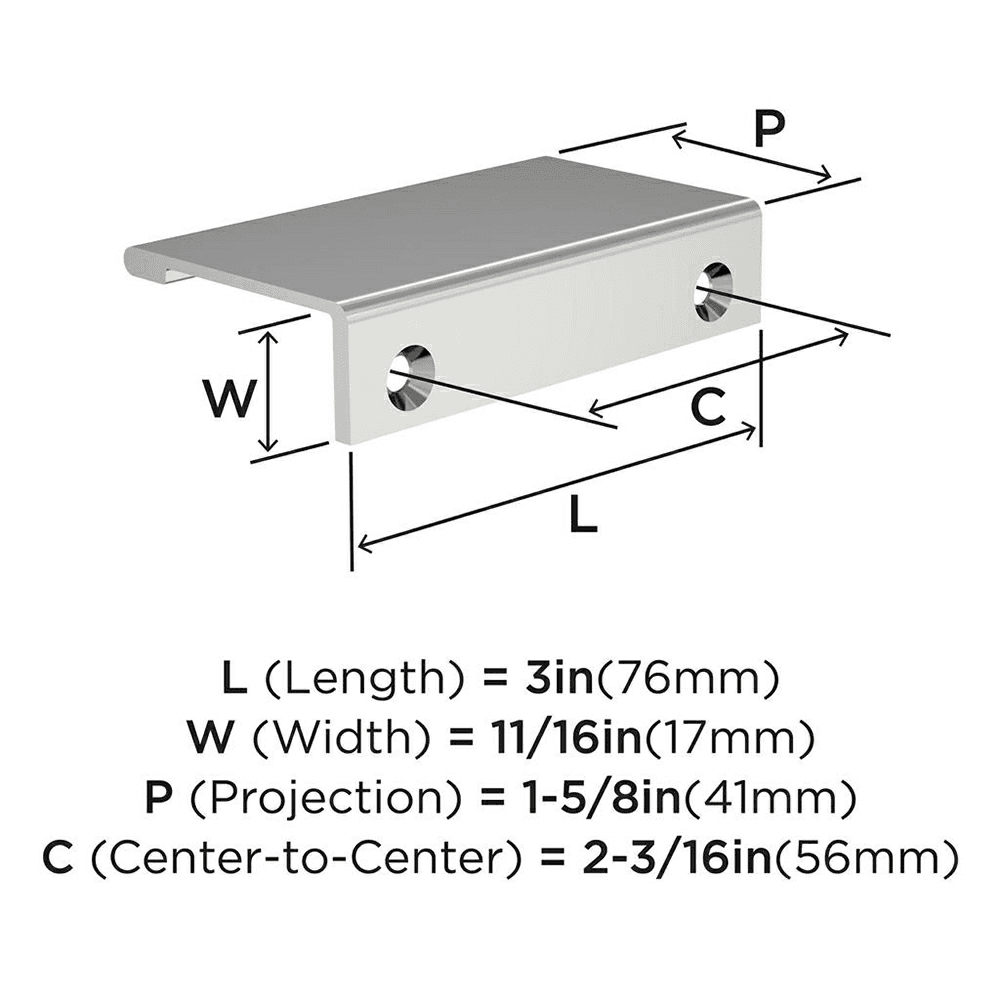 2-3/16" Streamline II Cabinet Edge Pull, Satin Nickel Alt 3 - Image