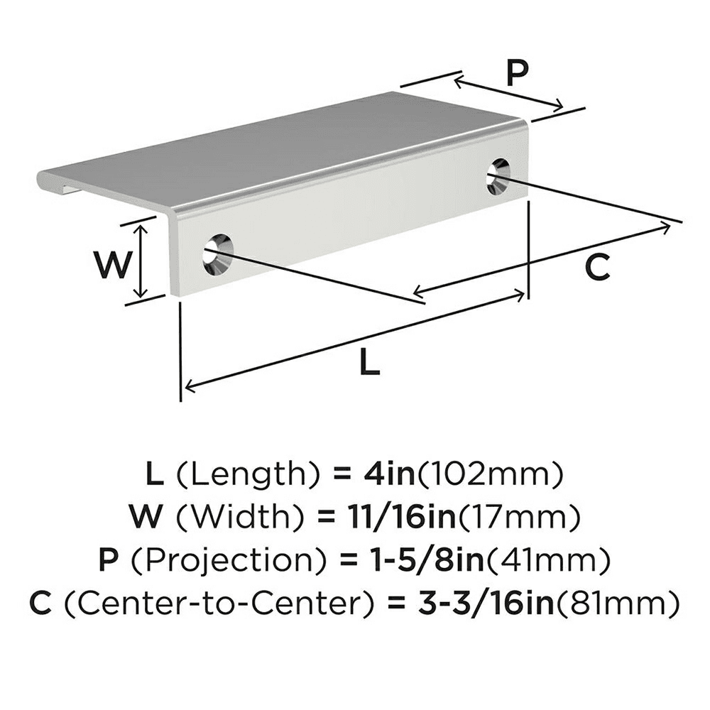 3-3/16" Streamline II Cabinet Edge Pull, Matte Black Alt 3 - Image