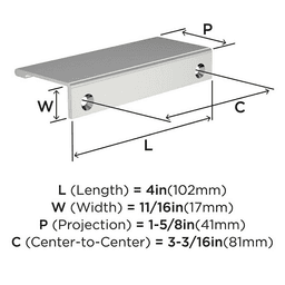 3-3/16" Streamline II Cabinet Edge Pull, Matte Black Alt 3 - Image