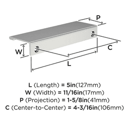 4-3/16" Streamline II Cabinet Edge Pull, Matte Black Alt 3 - Image