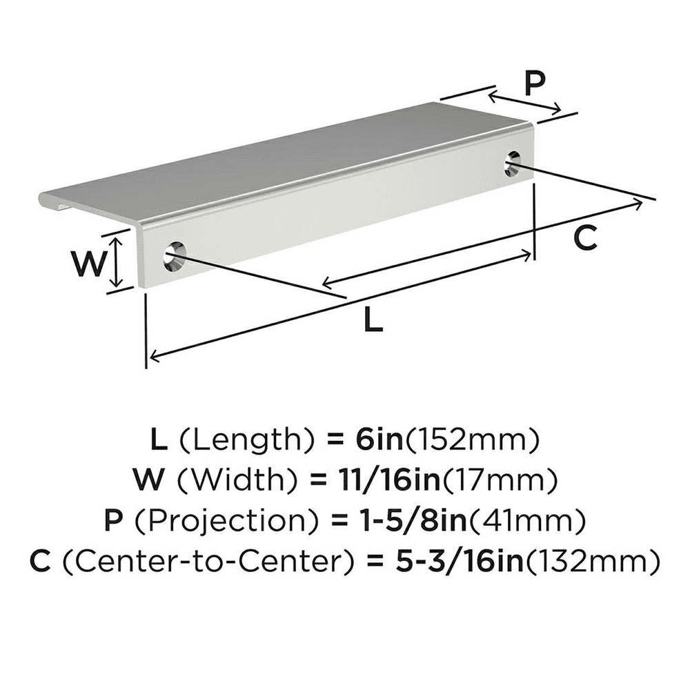 5-3/16" Streamline II Cabinet Edge Pull, Matte Black Alt 3 - Image