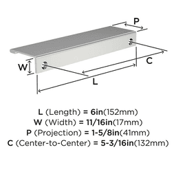 5-3/16" Streamline II Cabinet Edge Pull, Matte Black Alt 3 - Image