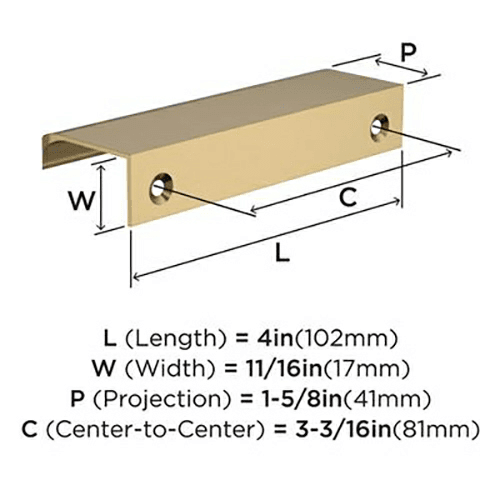 3-3/16" Streamline Tab Edge Pull, Matte Black Alt 2 - Image