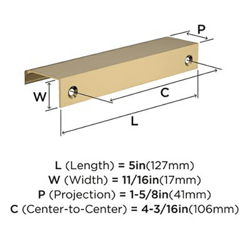 4-3/16" Streamline Tab Edge Pull, Polished Chrome Alt 2 - Image