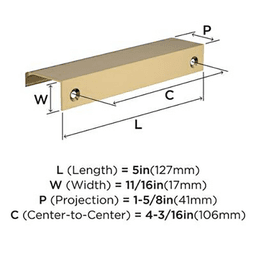 4-3/16" Streamline Tab Edge Pull, Polished Chrome Alt 2 - Image