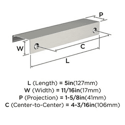 4-3/16" Streamline Tab Edge Pull, Satin Nickel Alt 2 - Image