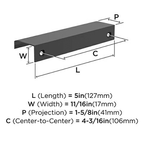 4-3/16" Streamline Tab Edge Pull, Matte Black Alt 2 - Image