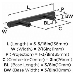 3" Bar Pulls Hollow Cabinet Pull, Stainless Steel Alt 2 - Image