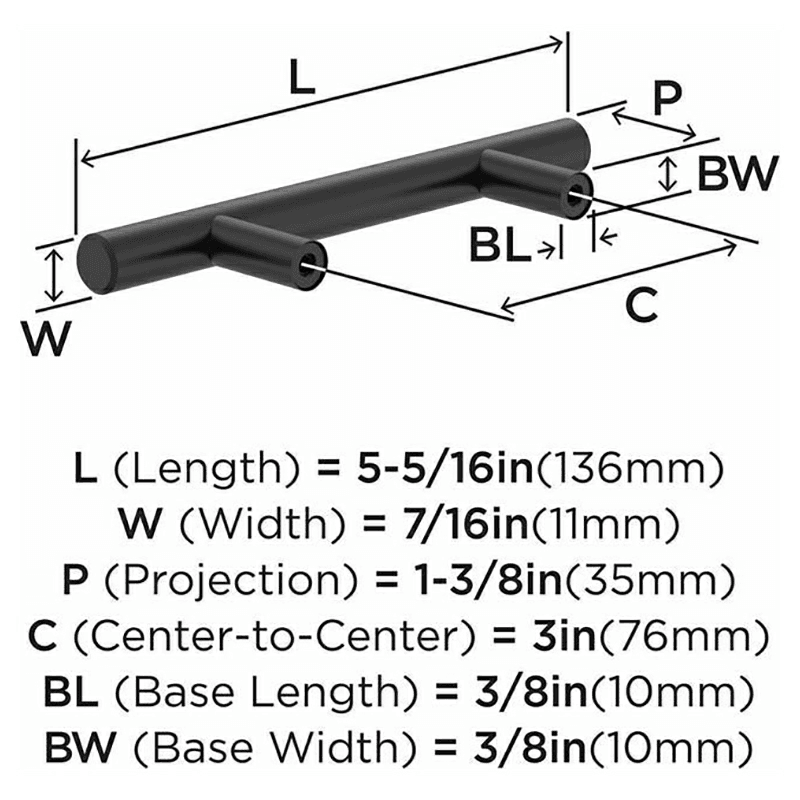 3" Bar Pulls Hollow Cabinet Pull, Matte Black Alt 2 - Image