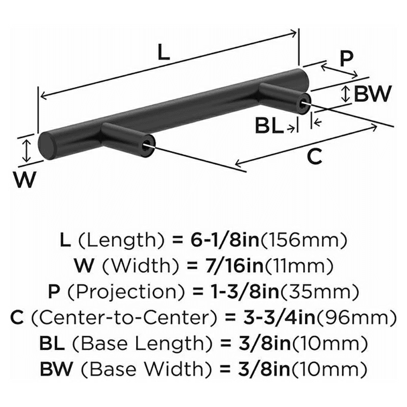 3-3/4" Bar Pulls Hollow Cabinet Pull, Matte Black Alt 2 - Image