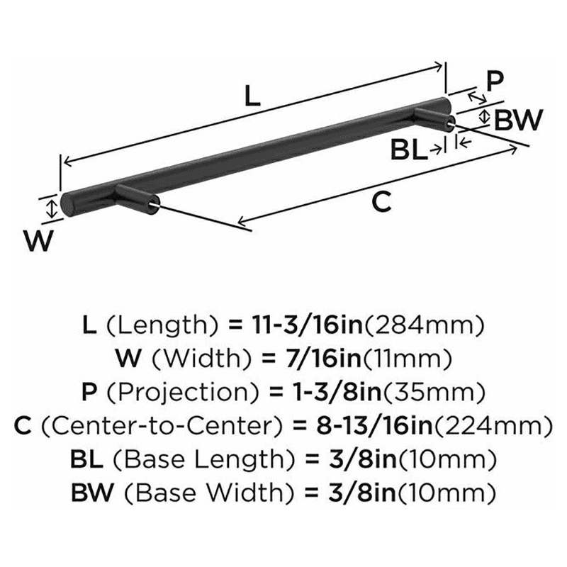 8-13/16" Bar Pulls Hollow Cabinet Pull, Matte Black Alt 2 - Image