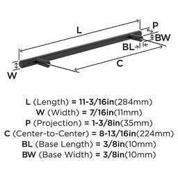 8-13/16" Bar Pulls Hollow Cabinet Pull, Matte Black Alt 2 - Image