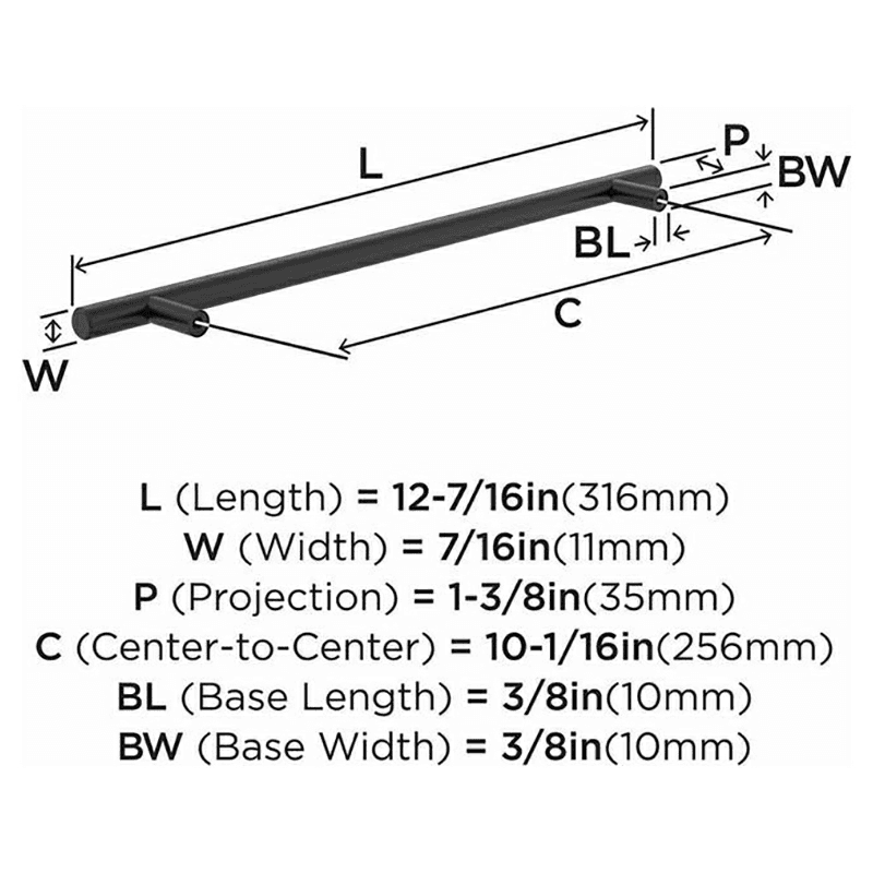 10-1/16" Bar Pulls Hollow Cabinet Pull, Matte Black Alt 2 - Image