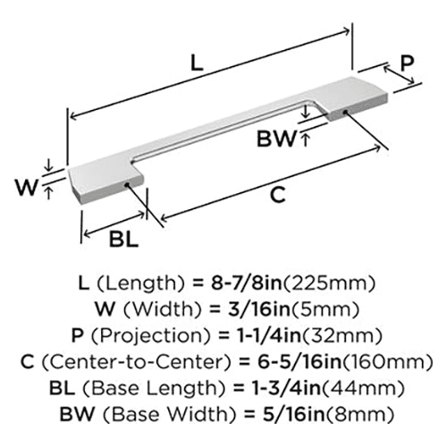 6-5/16" Angle Cabinet Pull, Polished Chrome Alt 2 - Image