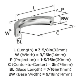 3" Parabolic Cabinet Pull, Satin Nickel Alt 3 - Image