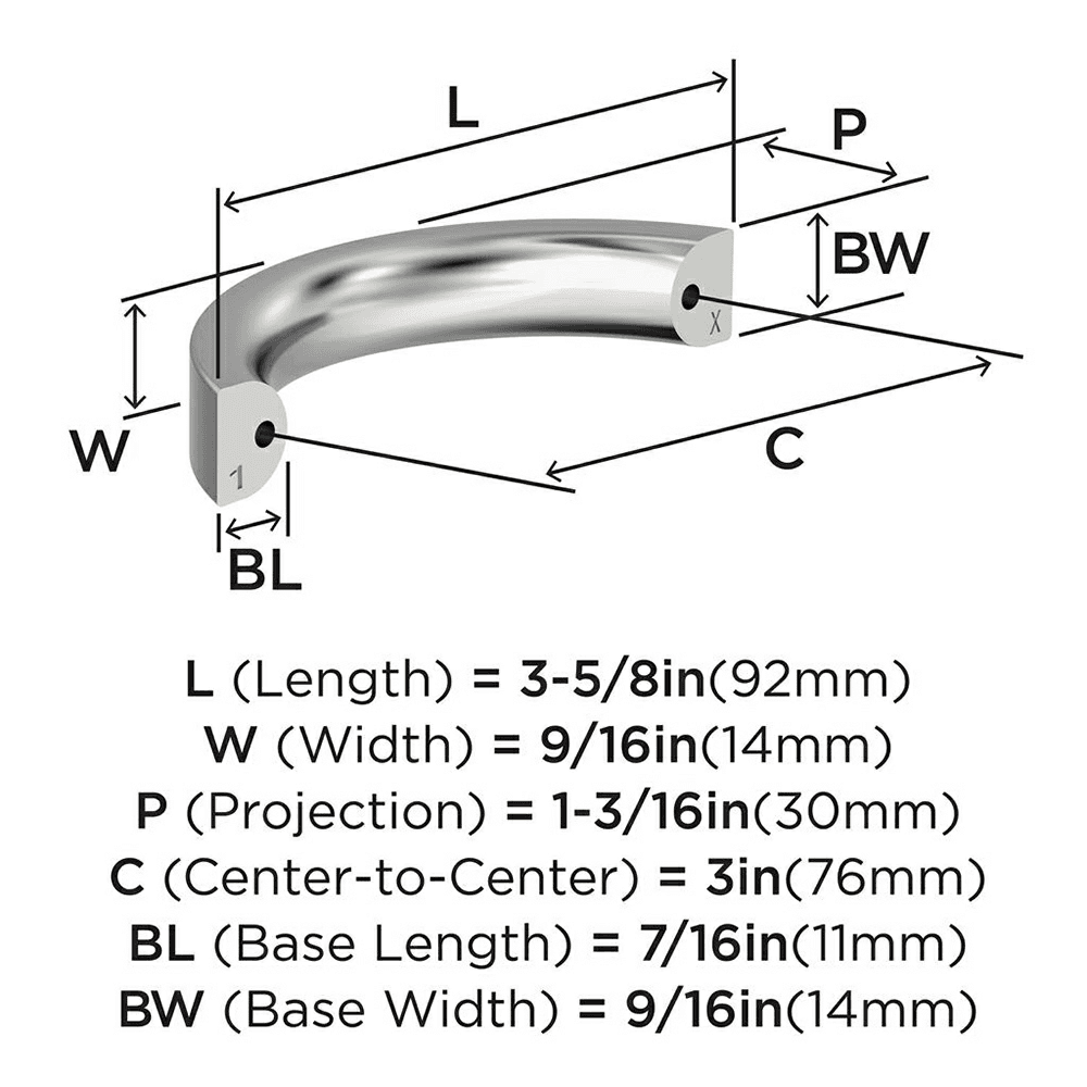 3" Parabolic Cabinet Pull, Polished Chrome Alt 2 - Image
