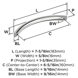 6-5/16" Parabolic Cabinet Pull, Satin Nickel Alt 1 - Image