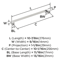 10-1/16" Appoint Cabinet Pull, Polished Nickel Alt 2 - Image