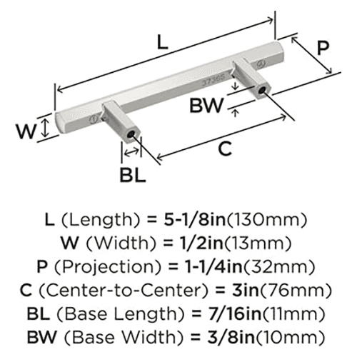 3" Caliber Cabinet Pull, Polished Nickel Alt 2 - Image