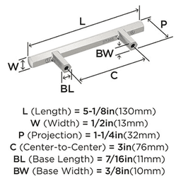 3" Caliber Cabinet Pull, Polished Nickel Alt 2 - Image