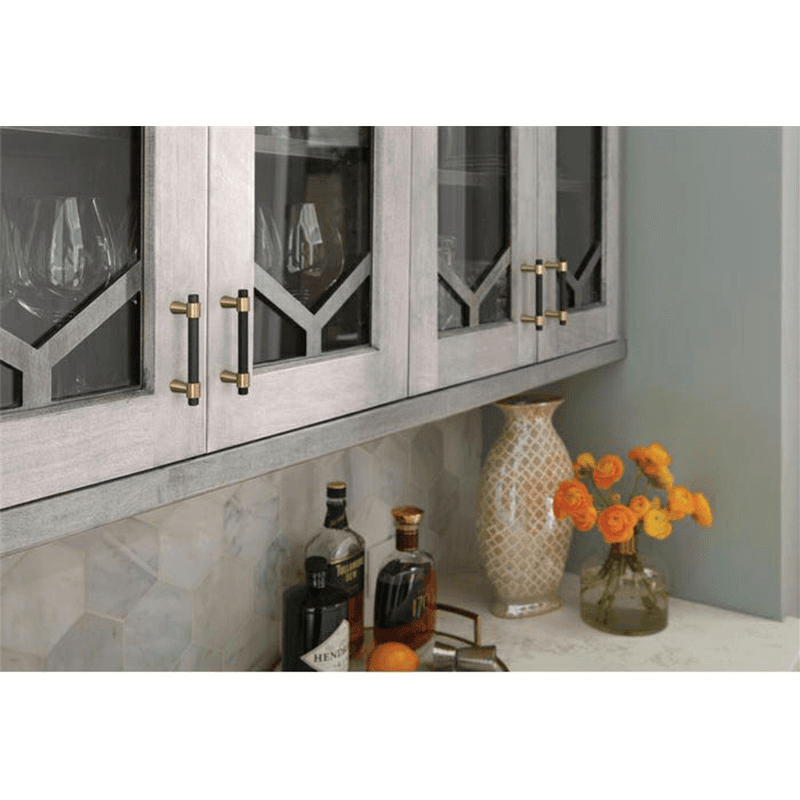 3" Mergence Cabinet Pull, Matte Black/Champagne Bronze Alt 1 - Image
