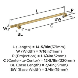 12-5/8" Radius Cabinet Pull, Golden Champagne Alt 3 - Image