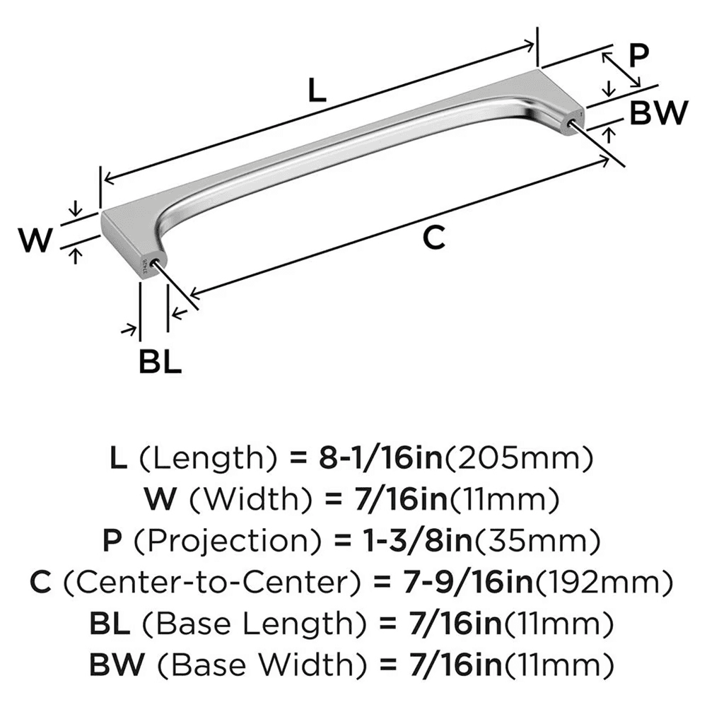 192mm Merced Cabinet Pull, Polished Chrome Alt 1 - Image