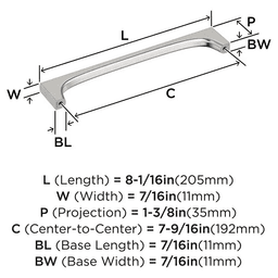 192mm Merced Cabinet Pull, Satin Nickel Alt 1 - Image