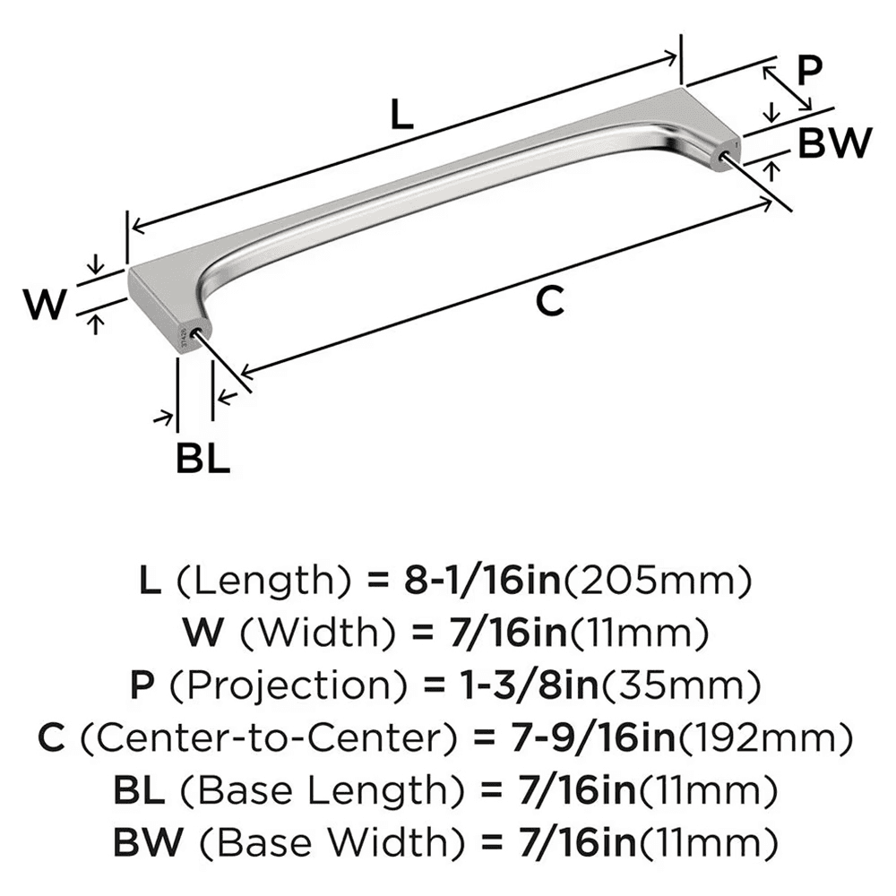 192mm Merced Cabinet Pull, Polished Nickel Alt 1 - Image