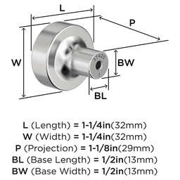 1-1/4" Merced Cabinet Knob, Polished Chrome Alt 1 - Image