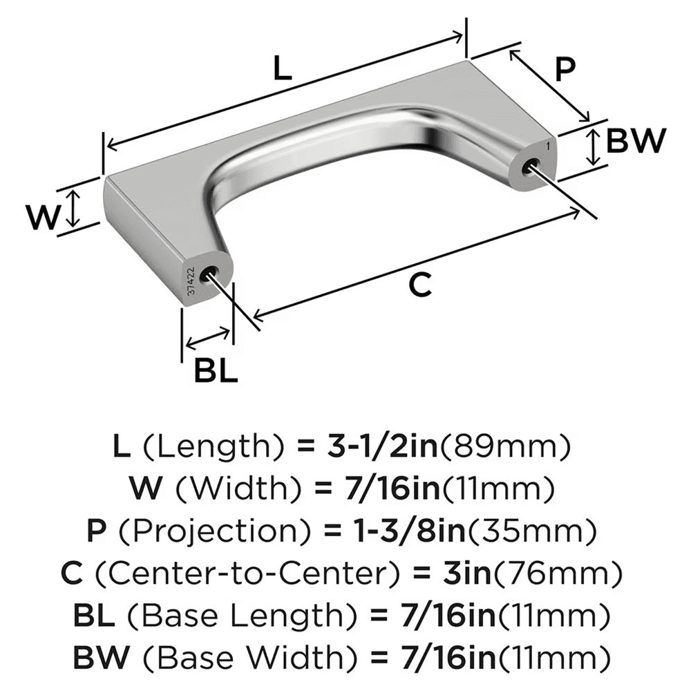 76mm Merced Cabinet Pull, Polished Chrome Alt 1 - Image