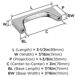 76mm Merced Cabinet Pull, Polished Chrome Alt 1 - Image