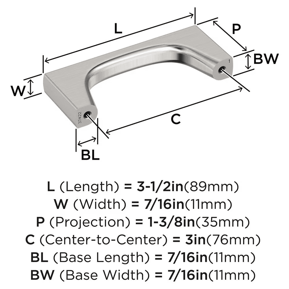 76mm Merced Cabinet Pull, Satin Nickel Alt 1 - Image