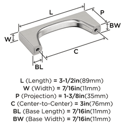 76mm Merced Cabinet Pull, Satin Nickel Alt 1 - Image