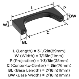 76mm Merced Cabinet Pull, Matte Black Alt 1 - Image