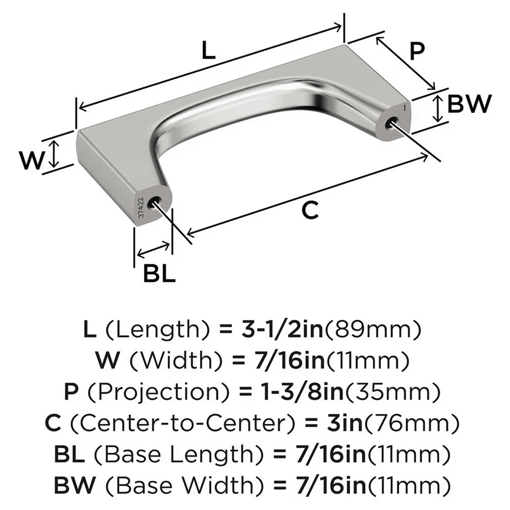 76mm Merced Cabinet Pull, Polished Nickel Alt 1 - Image