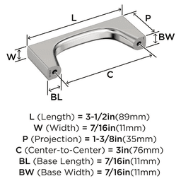 76mm Merced Cabinet Pull, Polished Nickel Alt 1 - Image