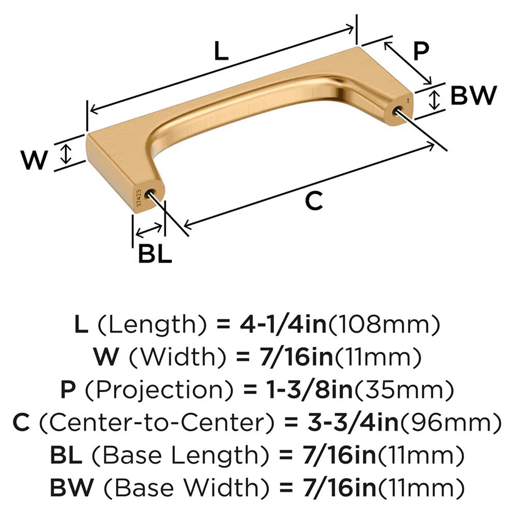 96mm Merced Cabinet Pull, Champagne Bronze Alt 1 - Image
