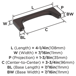 96mm Merced Cabinet Pull, Oil-Rubbed Bronze Alt 1 - Image