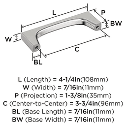 96mm Merced Cabinet Pull, Polished Nickel Alt 1 - Image
