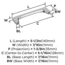 128mm Merced Cabinet Pull, Polished Chrome Alt 1 - Image