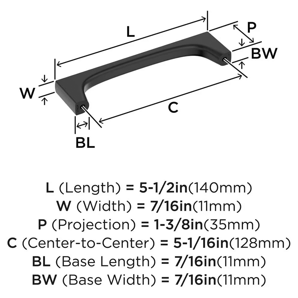 128mm Merced Cabinet Pull, Matte Black Alt 1 - Image