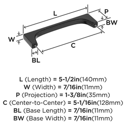 128mm Merced Cabinet Pull, Matte Black Alt 1 - Image