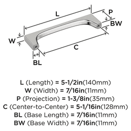 128mm Merced Cabinet Pull, Polished Nickel Alt 1 - Image