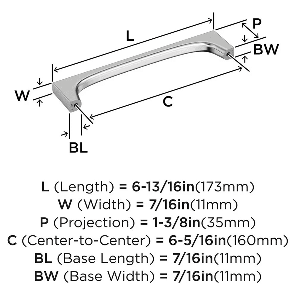 160mm Merced Cabinet Pull, Polished Chrome Alt 1 - Image